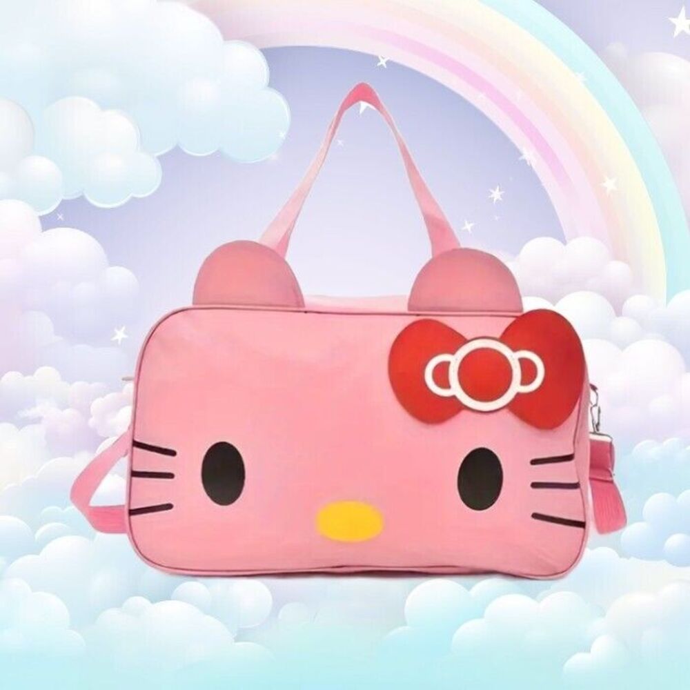 Large Hello KITTY Face PINK Bag Duffle Durable Red BOW